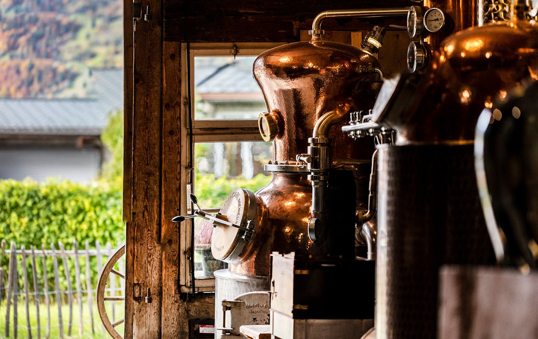 Brennkessel in der Bergbrennerei & Gasthaus Löwen
