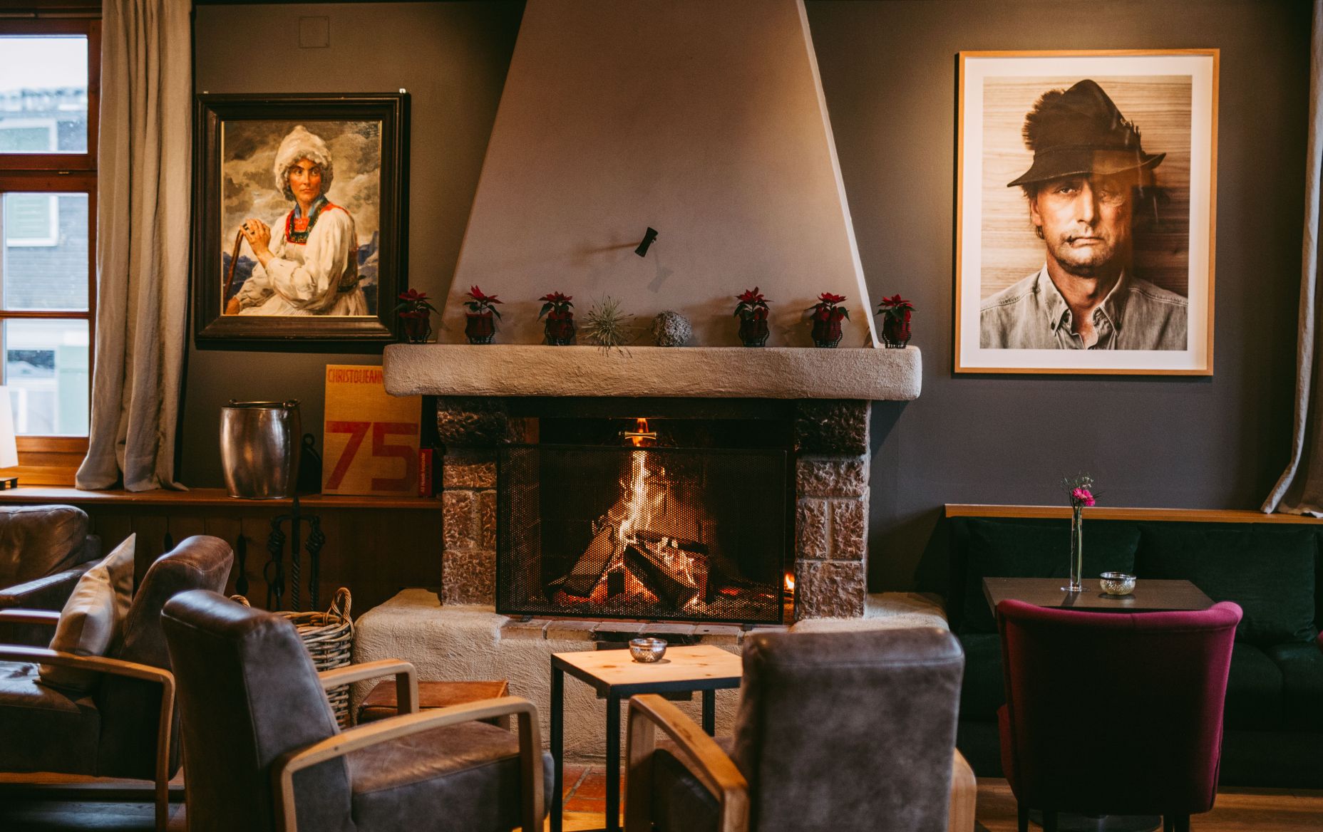 Kaminfeuer im Hotel Gasthof Hirschen Schwarzenberg