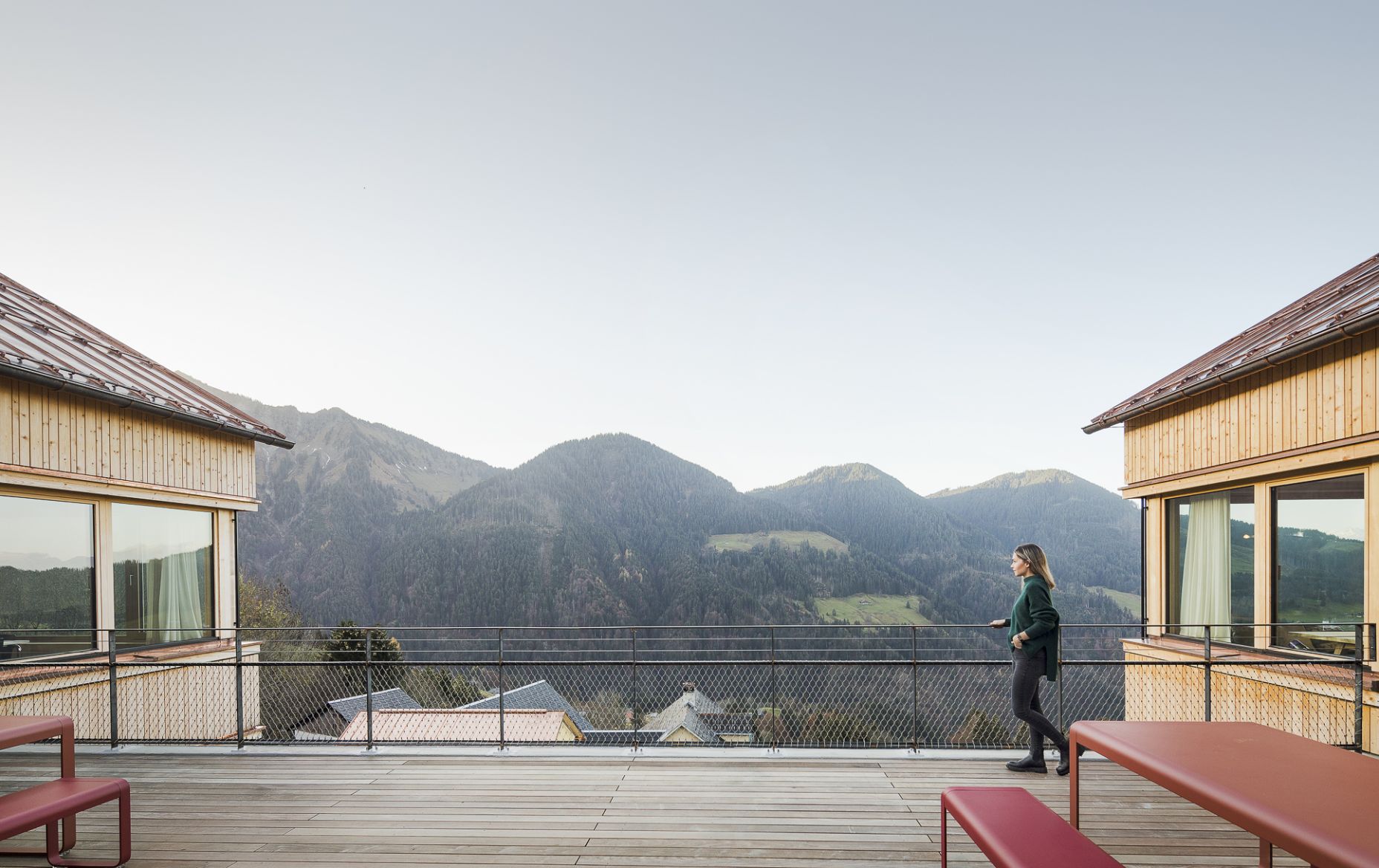Terrasse, Seminarhaus Bergfrieden in Laterns