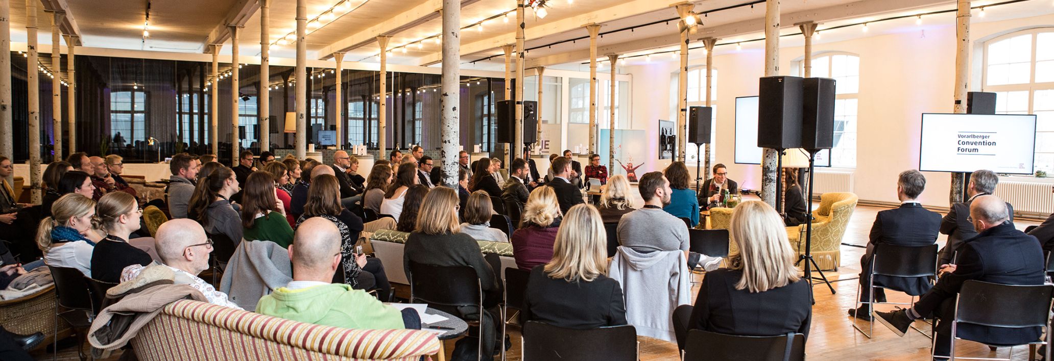 Raum Setting bei Vorarlberger Convention Forum 2019 in der Fabrik Klarenbrunn in Bludenz
