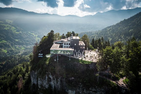 Luftaufnahme von der Karren Bergsation in Dornbirn Luftaufnahme von der Karren Bergsation in Dornbirn