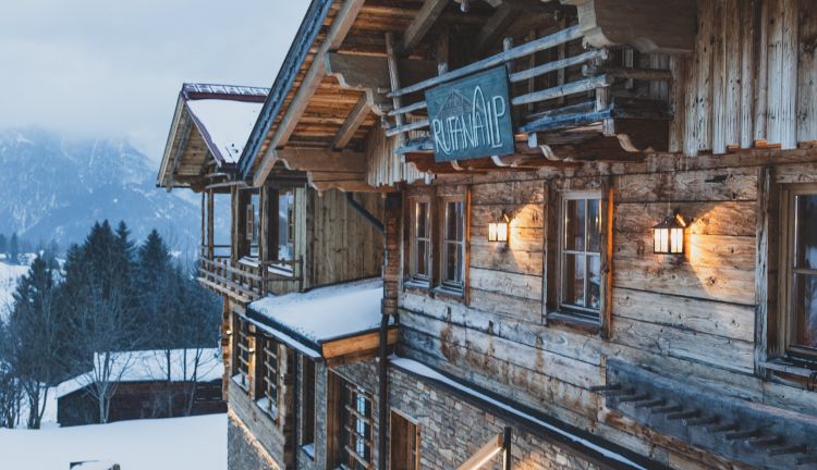 Aussenansicht Winter, Eventlocation Rufana Alp Aussenansicht Winter, Eventlocation Rufana Alp