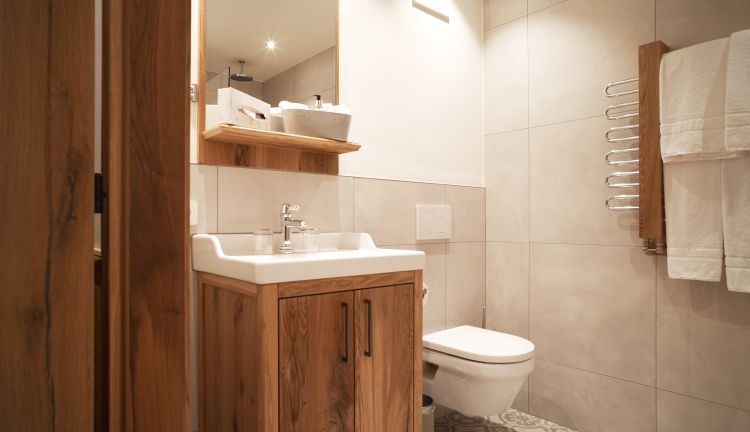 Badezimmer im Studio, Berghaus Schröcken im Bregenzerwald